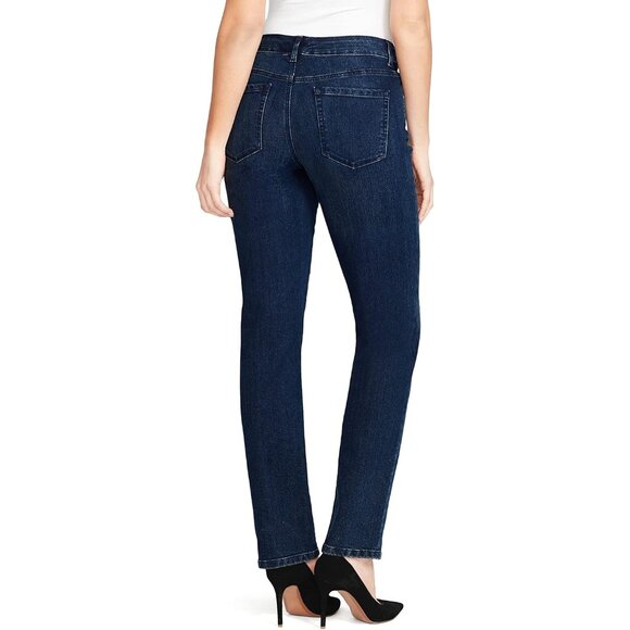 Womens Petite 5 Pocket Jeans Cotton Stretch Straight Leg Zipper Waist - Picture 3 of 6